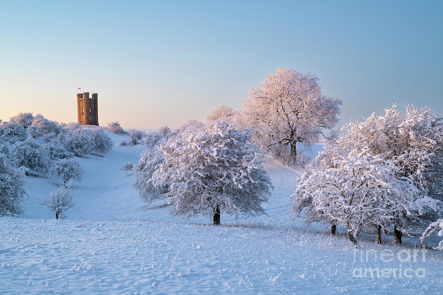 Broadway Tower in the Snow at Sunrise Photograph by Tim Gainey