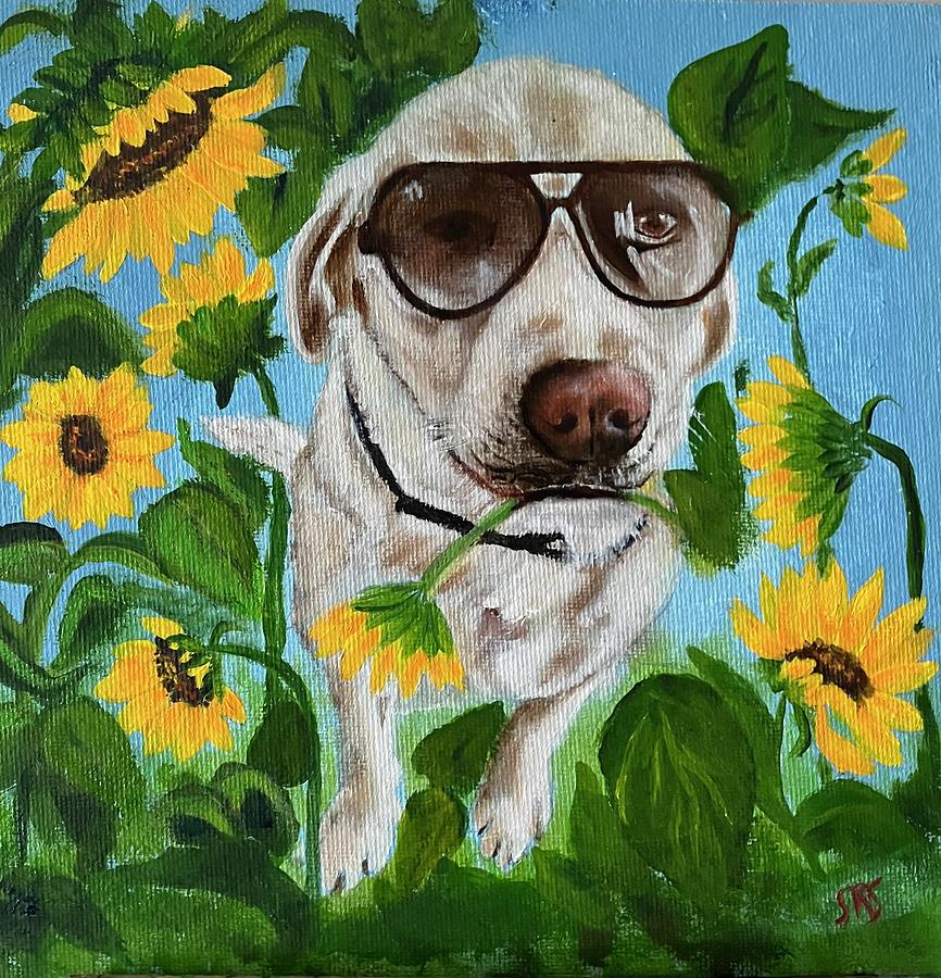 Brody throwing shade  Painting by Sharon Schultz