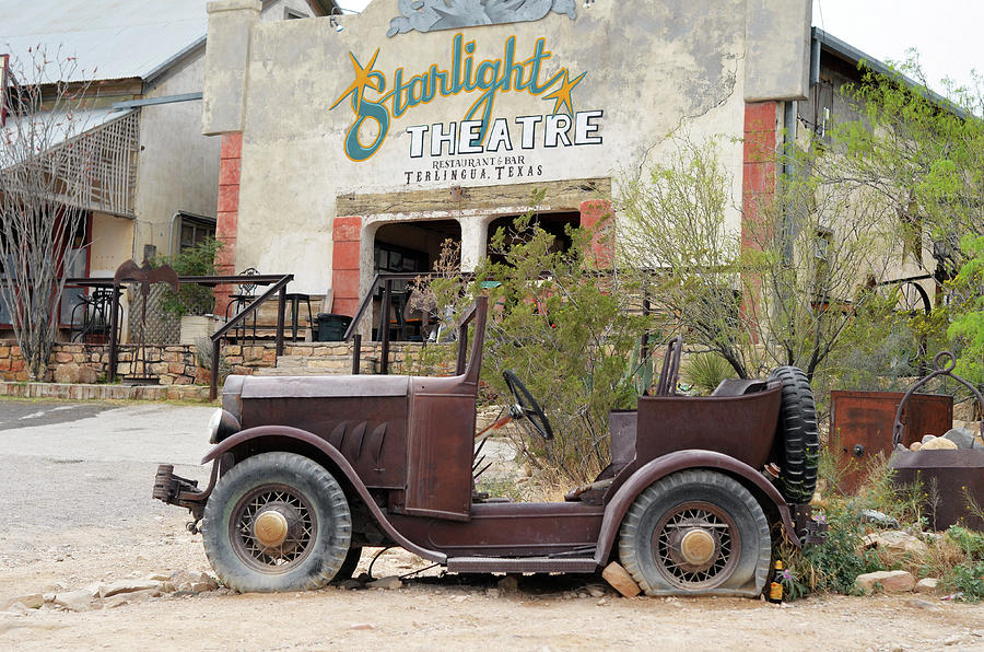 Broken Down Jeep at Starlight Theatre Restaurant Bar in Terlingua West Texas Photograph by Shawn OBrien