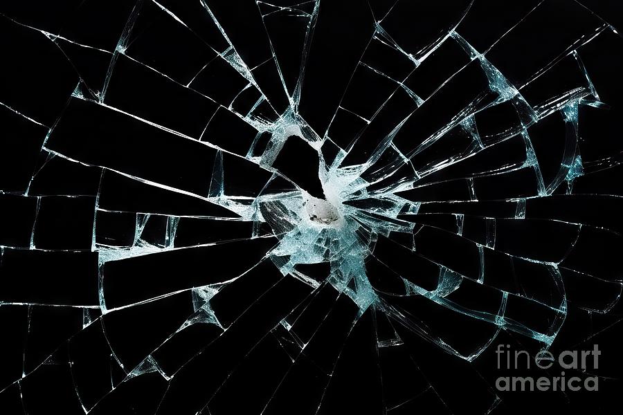 Abstract Painting - Broken glass on black background by N Akkash