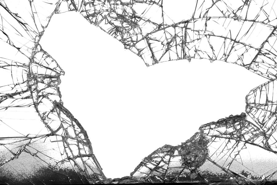 Broken glass with the shape of a heart fallen out Photograph by Chbd