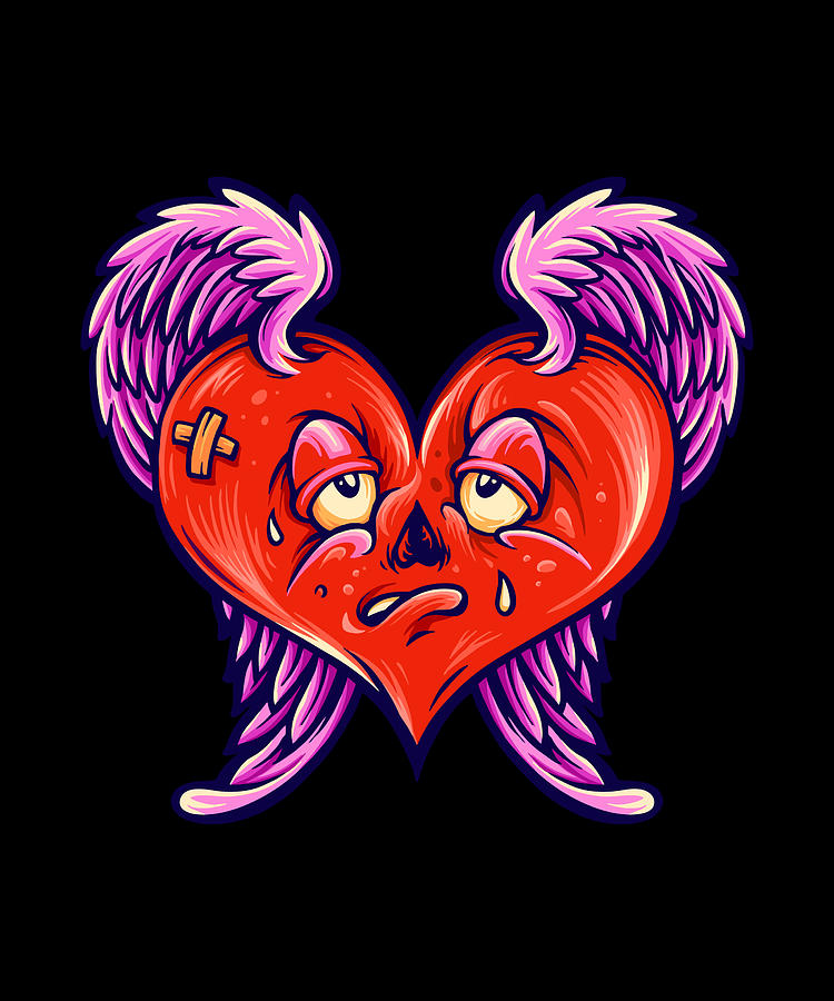 Broken Heart Isolated Valentine cartoon heart Digital Art by Norman W -  Pixels