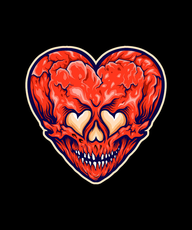 Broken Heart Scary Valentine cartoon heart Digital Art by Norman W - Fine  Art America