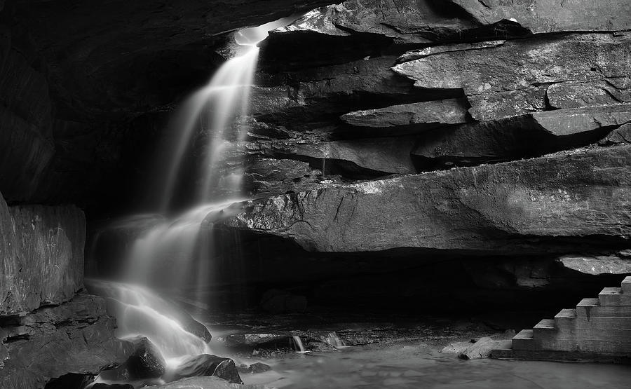 Broken Rock Falls Black And White Photograph by Dan Sproul