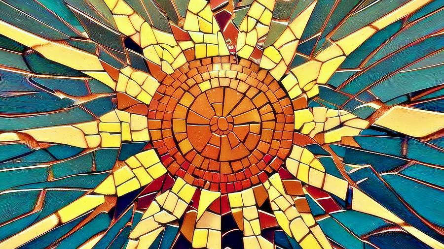 Broken Sun Tile Mosaic Digital Art by David Manlove