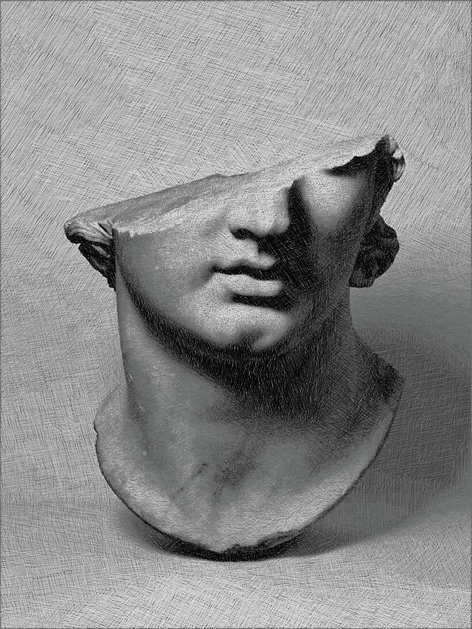 Broken Woman Women Statue Painting Head Painting by Tony Rubino