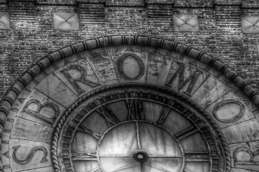 Bromo Seltzer Tower Clock Face Black and White Photograph by Marianna Mills