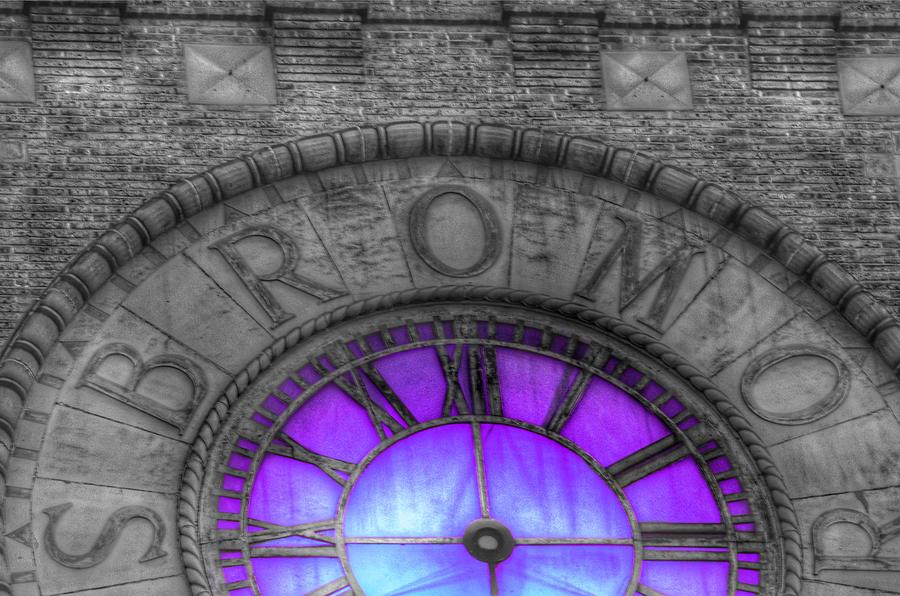 Bromo Seltzer Tower Clock Face Purple Photograph by Marianna Mills