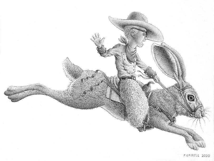 Bronco Bunny Drawing by Mike Farrell