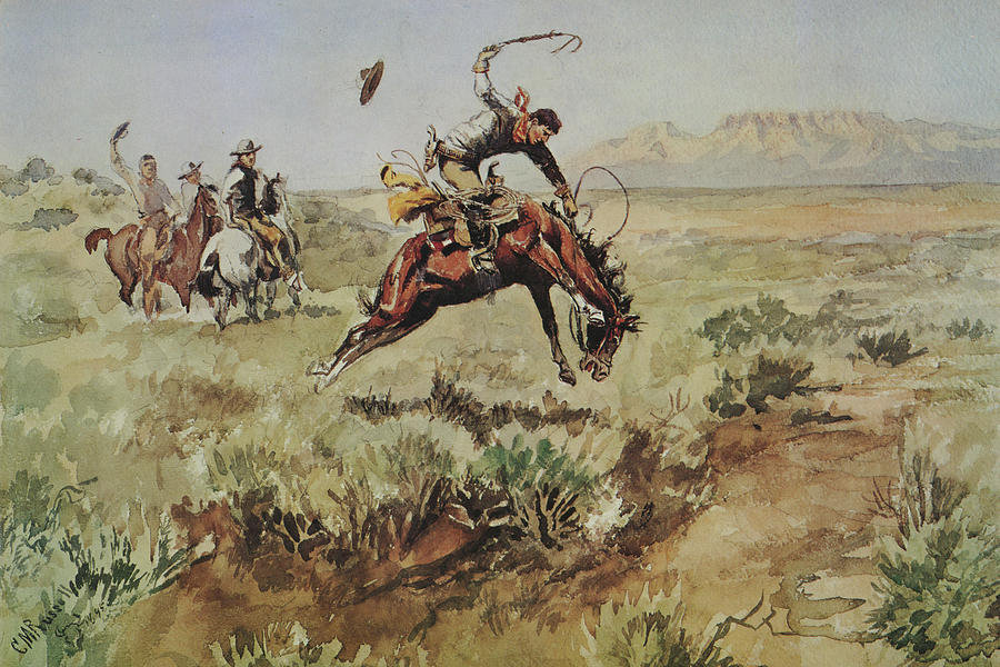 Bronco Busting Drawing by Charles Russell - Fine Art America