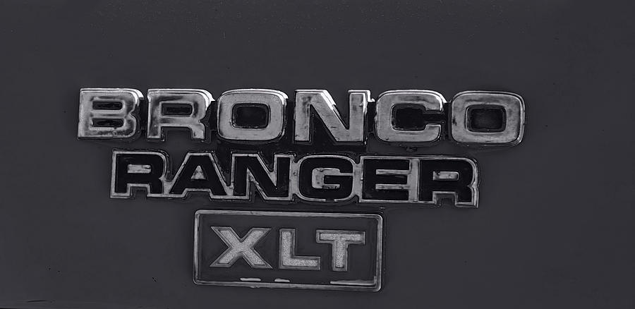 Bronco Emblem BW Photograph by Cathy Anderson