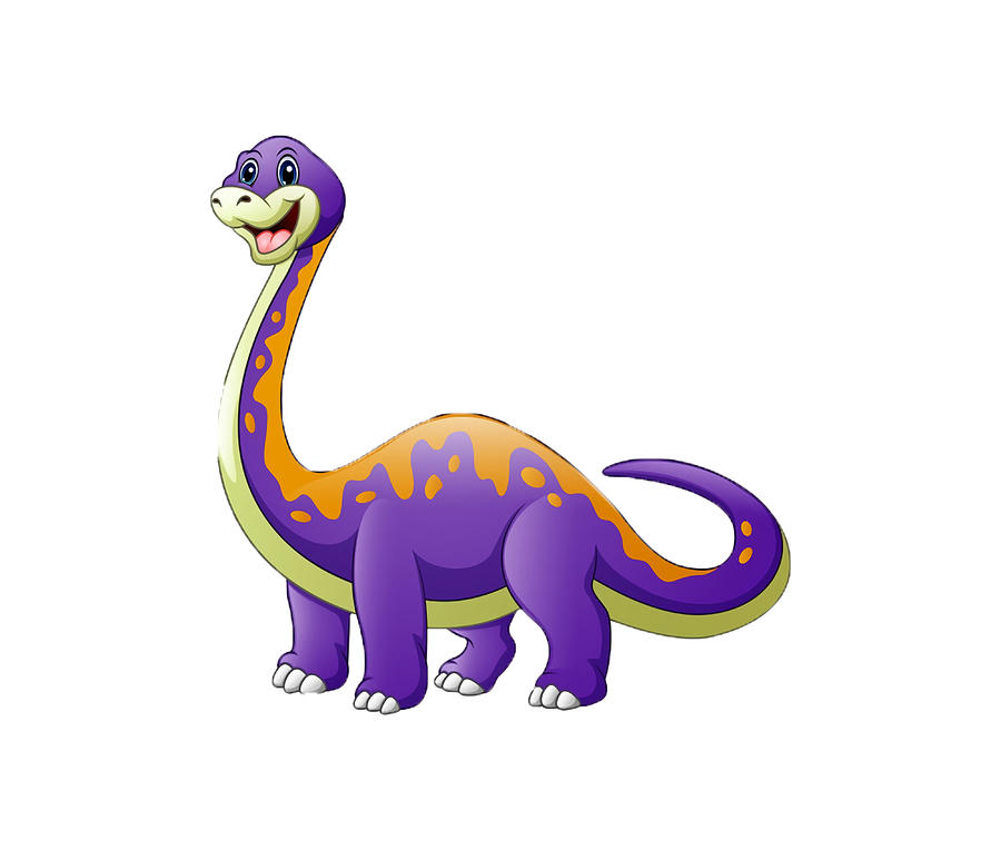 Brontosaurus Dinosaur Cartoon Purple Orange blue Painting by Philip ...