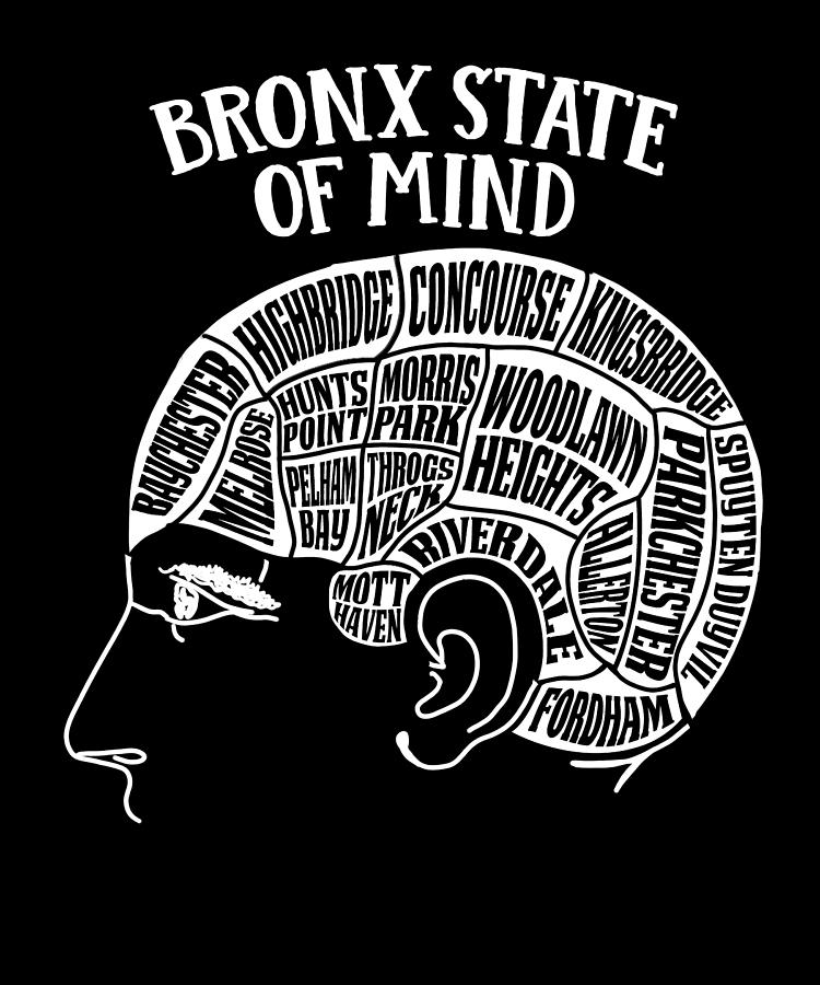 Riverdale Digital Art - Bronx New York City Brain Head Design by Lance Gambis Art