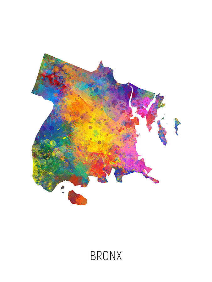 Bronx Watercolor Map #40 Digital Art by Michael Tompsett