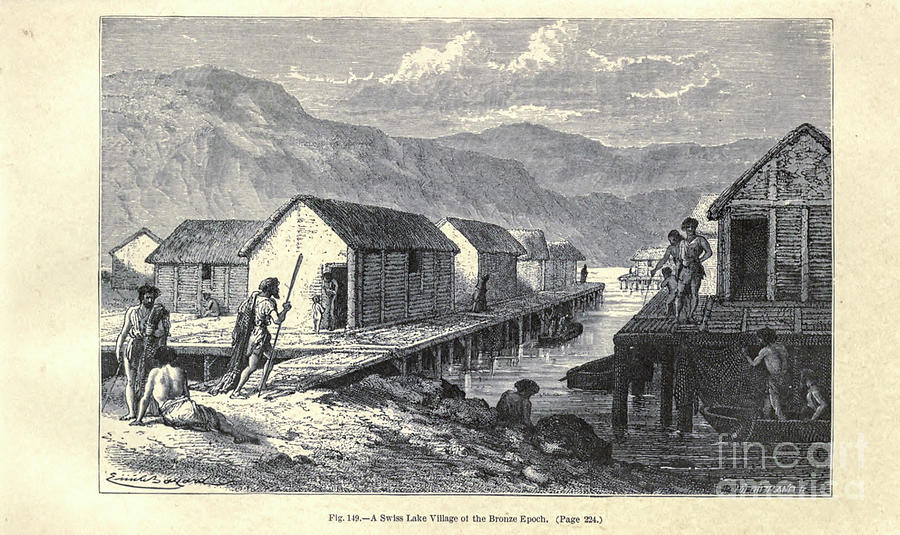 Bronze Age village 1870 s1 Photograph by Historic illustrations