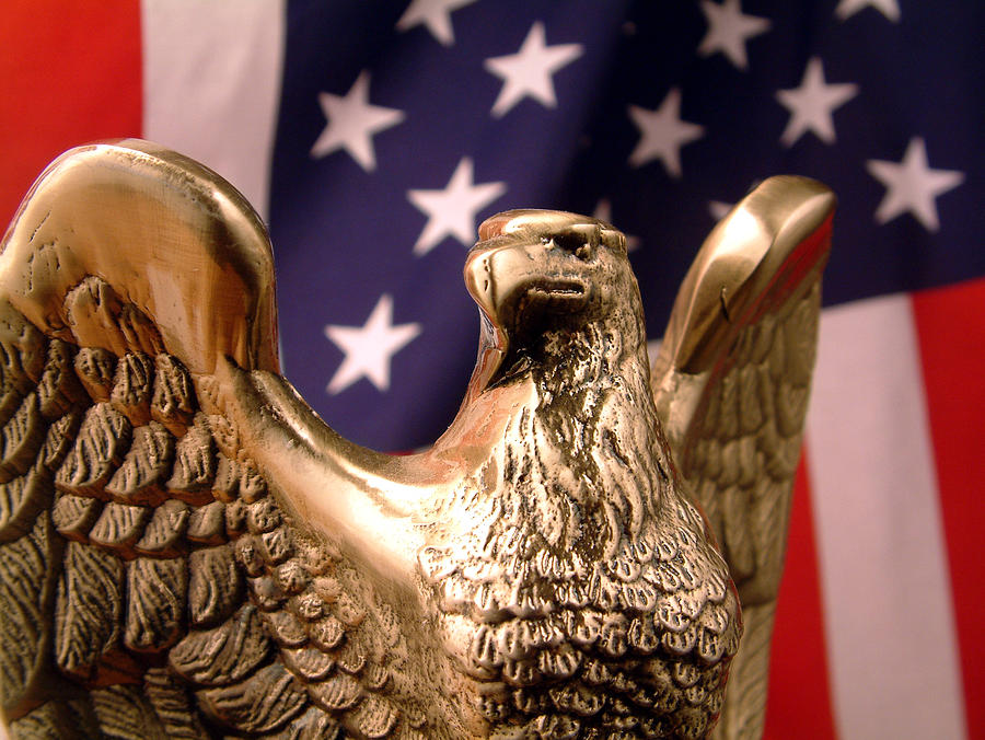 Bronze Eagle with flag Photograph by Jsmith