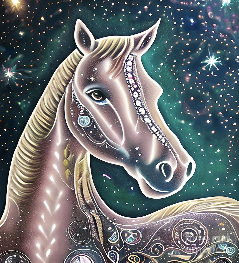 Bronze Glamorous Horse Art Print Digital Art by Debra Miller