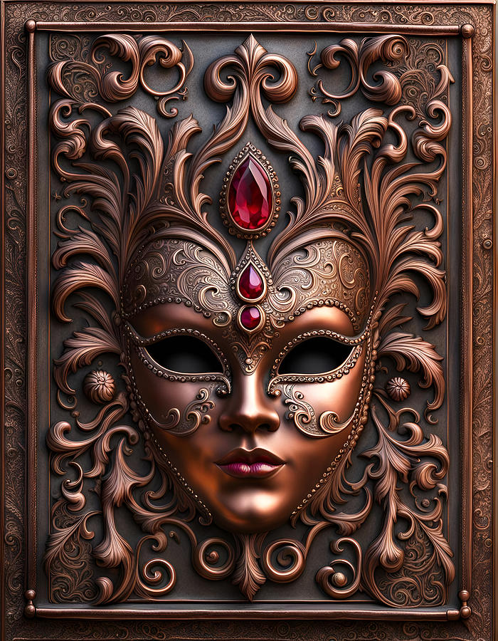 Bronze Mardi Gras Mask Photograph by Cate Franklyn