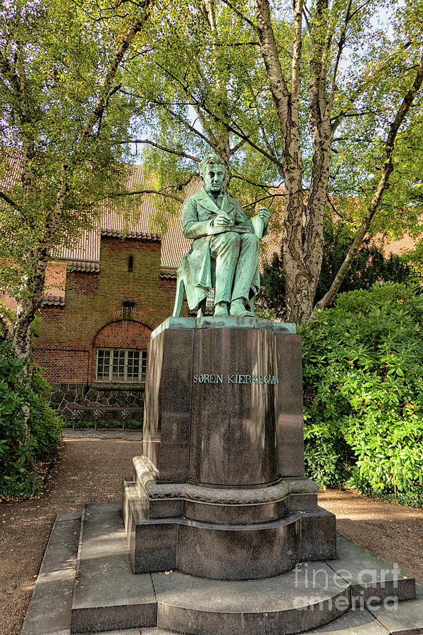 Bronze statue of philospher Soren Kierkegaard in Copenhagen, Denmark ...