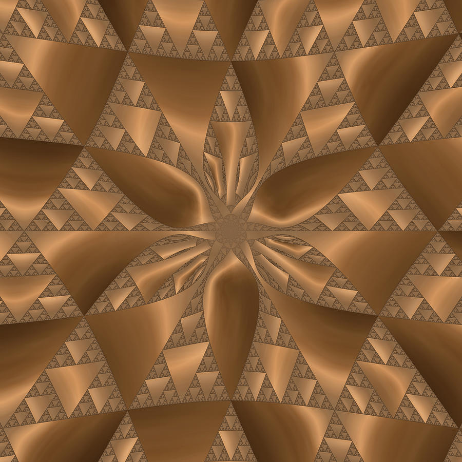 Bronze Tone Geometric Fractal Digital Art by Judi Hall