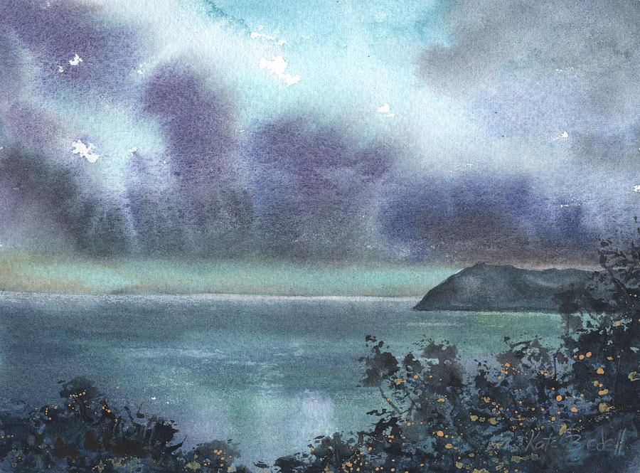 Brooding Sky Killiney Bay Ireland Painting by Kate Bedell
