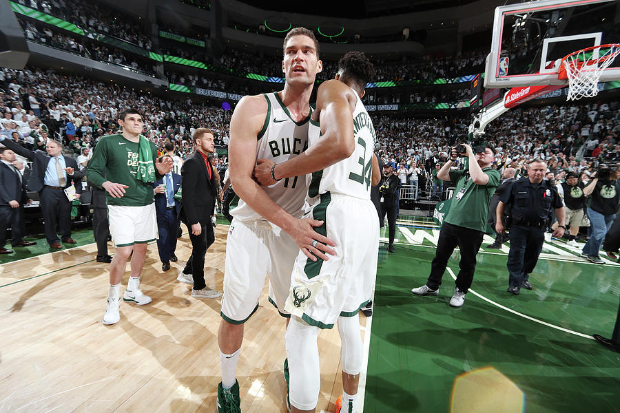 Brook Lopez and Giannis Antetokounmpo Photograph by Nathaniel S. Butler