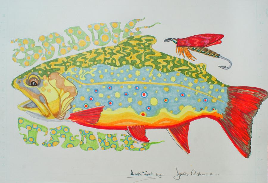 Trout Painting - Brookie by Dennis Osborne