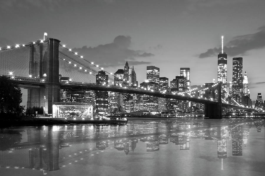 Brooklyn Bridge Night Panorama New York Art Photo Photograph by Igor ...