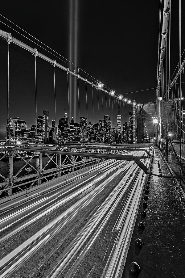 Brooklyn Bridge 911 NYC BW Photograph by Susan Candelario