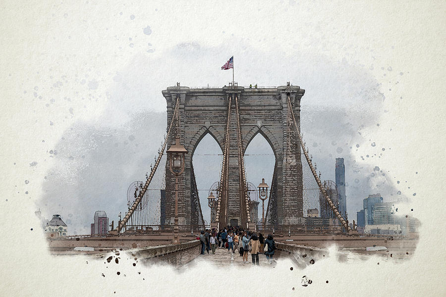 Brooklyn Bridge Digital Art by Alison Frank
