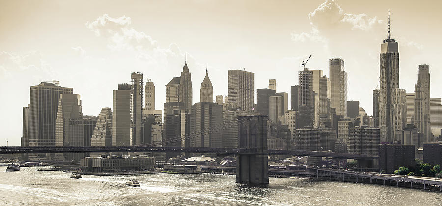 Brooklyn bridge and manhattan skyline Photograph by Jean-Luc Farges