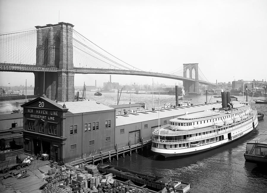Brooklyn Bridge and the East River - NYC - 1905 Photograph by War Is Hell Store