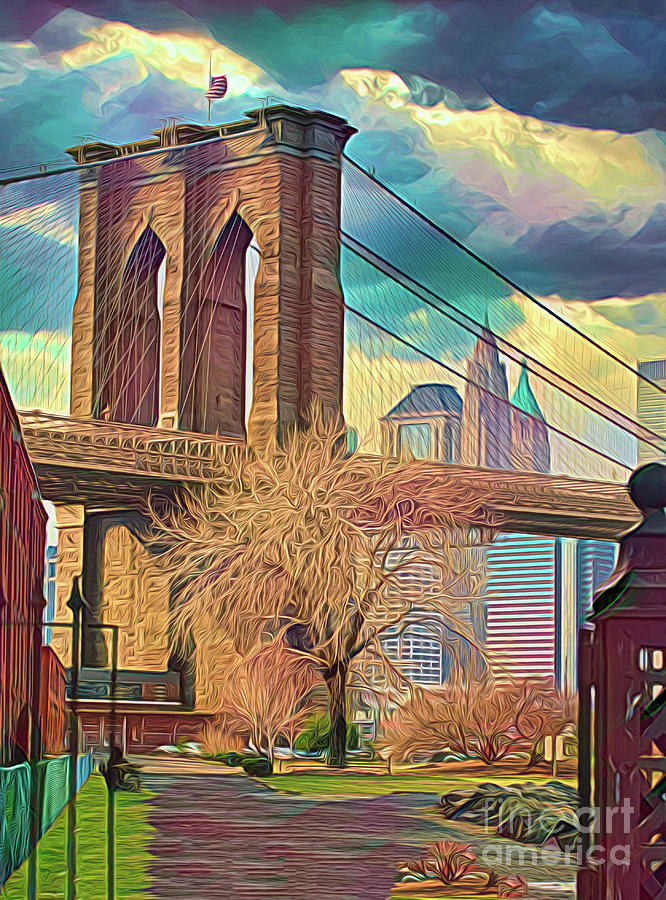 Brooklyn Bridge Art Deco Wow Factor  Photograph by Chuck Kuhn