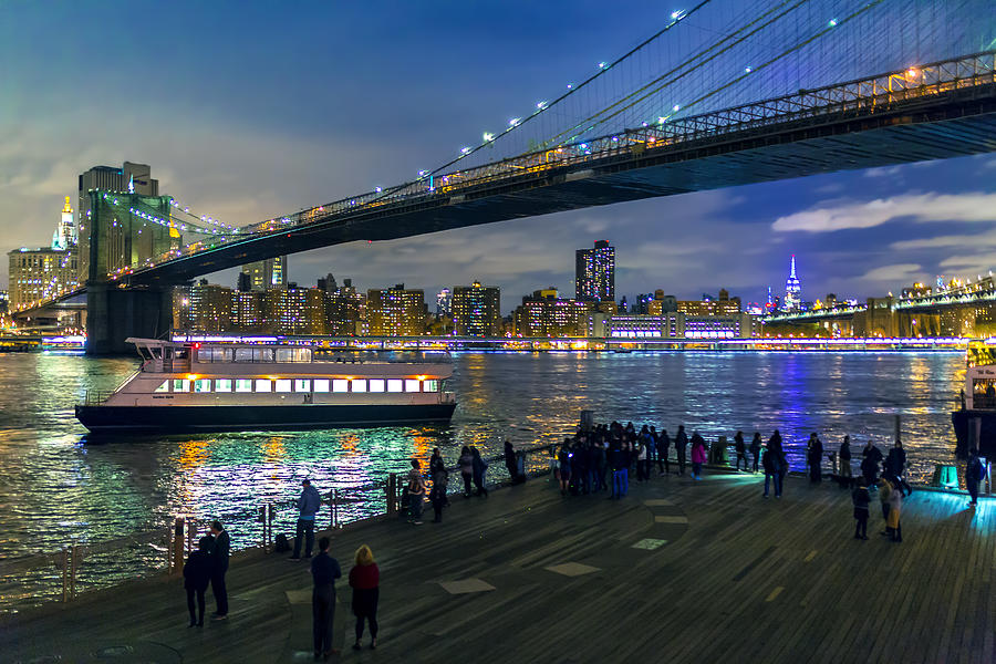 Brooklyn Bridge at night Photograph by Copyright Artem Vorobiev