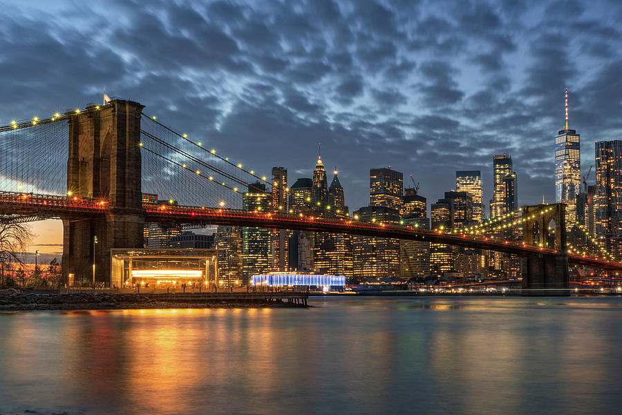 Brooklyn Bridge Blue Hour Sunset Photograph by Andrew Kaslick | Fine ...