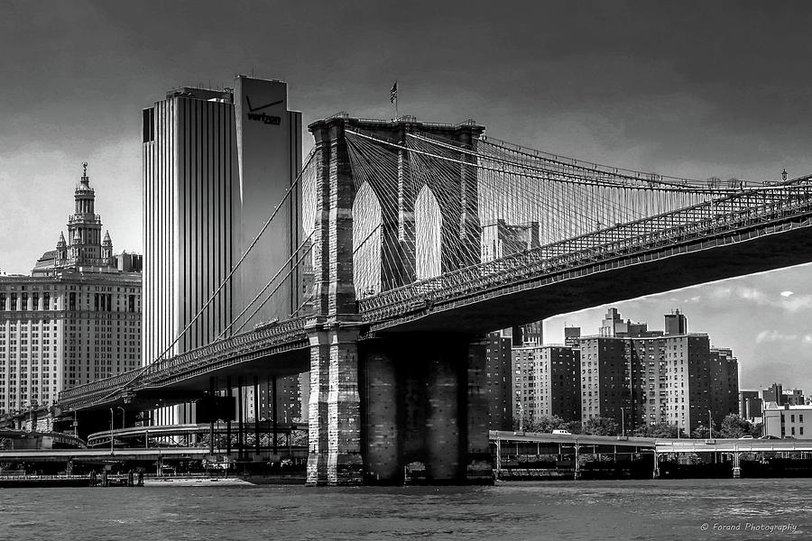 Brooklyn Bridge BW Photograph by Debra Forand