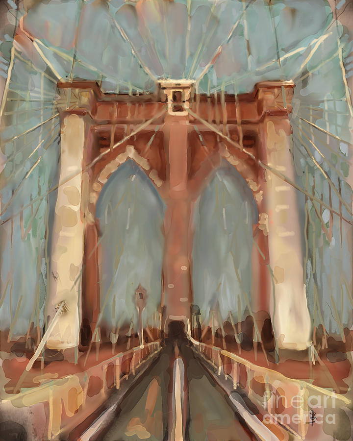 Brooklyn Bridge Painting by Carrie Joy Byrnes
