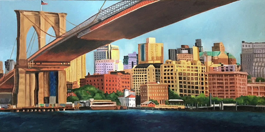 Brooklyn Bridge Cityscape Painting by Jill Ciccone Pike