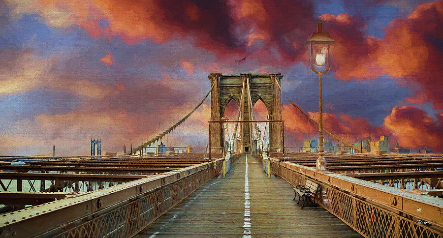 Brooklyn Bridge Early Morning Sunrise Digital Art by Russ Harris