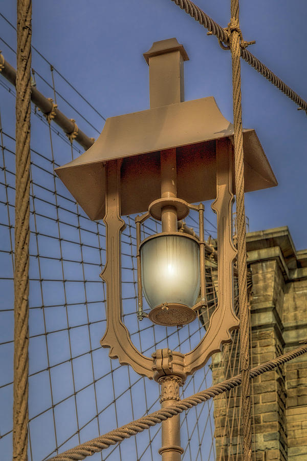 Brooklyn Bridge Lamp Photograph by Susan Candelario