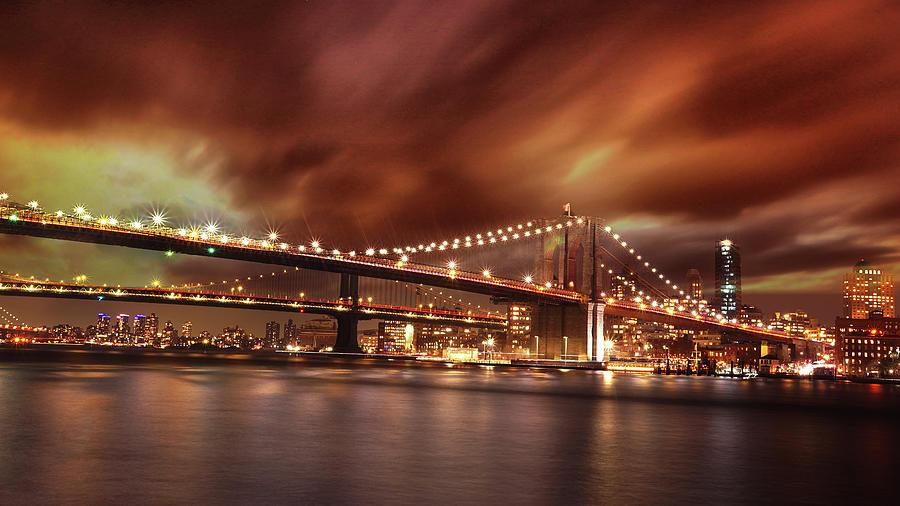 Brooklyn Bridge Clouded Sky Photograph by Montez Kerr