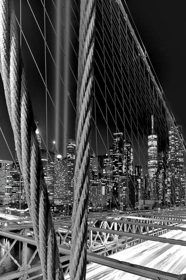 Brooklyn Bridge NYC 911 BW Photograph by Susan Candelario