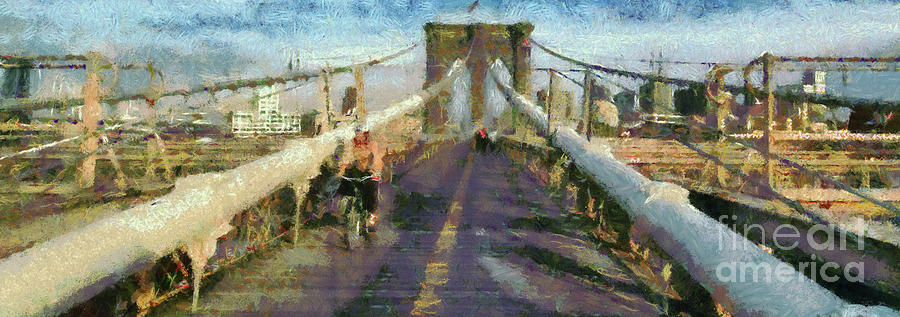 Brooklyn bridge promenade Painting by George Atsametakis