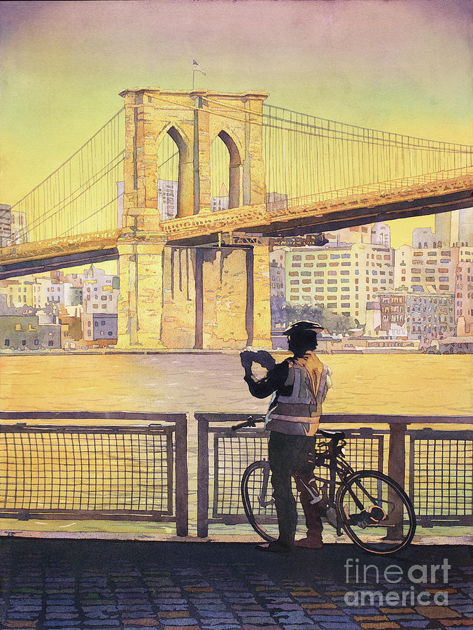 Brooklyn Bridge Painting by Ryan Fox