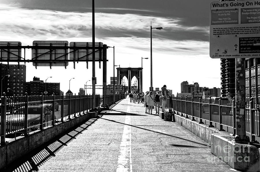 Brooklyn Bridge Shadows Infrared in New York City Photograph by John Rizzuto