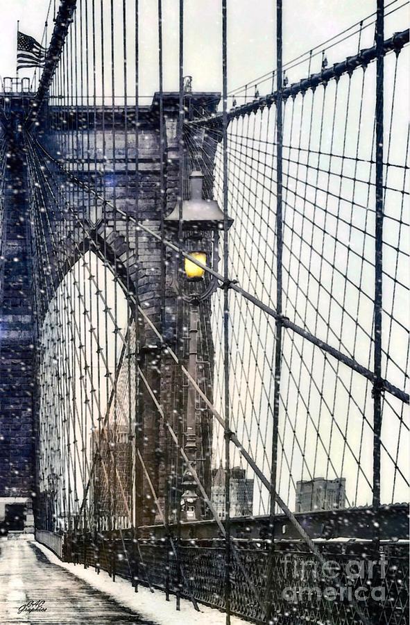 Brooklyn Bridge Snow Digital Art by CAC Graphics