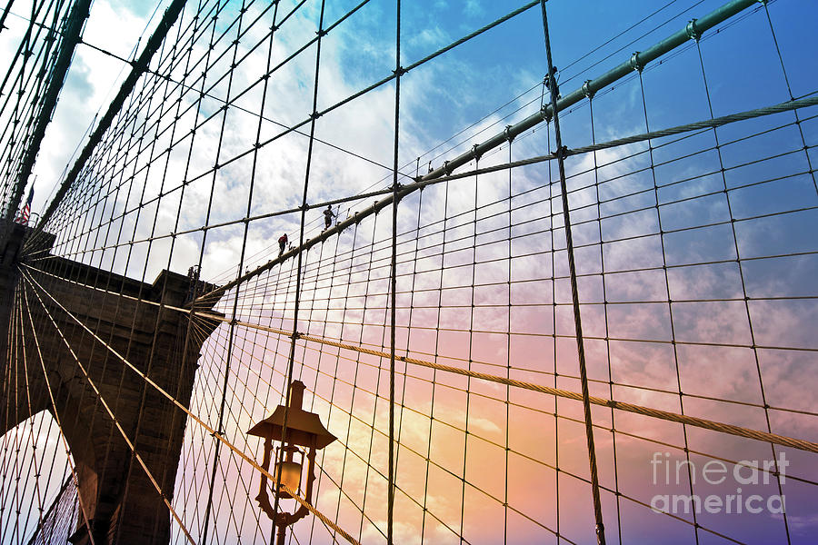 Brooklyn bridge sunset Photograph by Delphimages Photo Creations