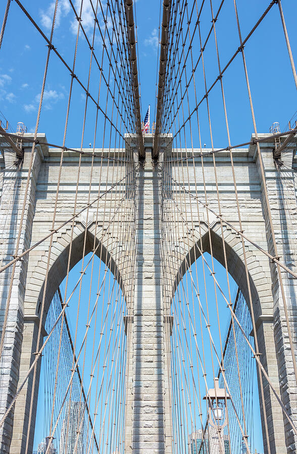 Brooklyn Bridge Tower and Cables Vertical Photograph by Debra Martz Brooklyn Bridge Tower and Cables Vertical Photograph by Debra Martz
