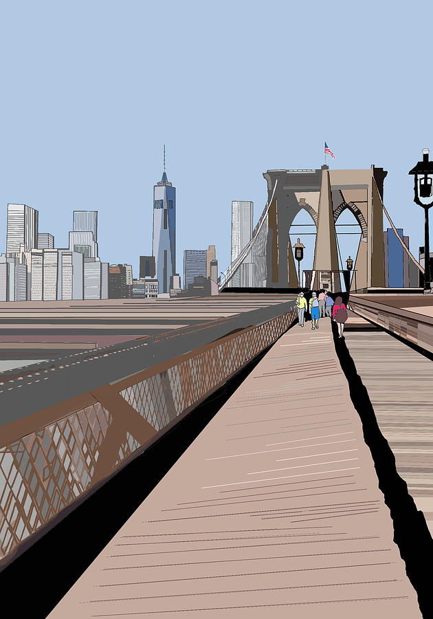 Brooklyn Bridge Walk Digital Art by John Mckenzie