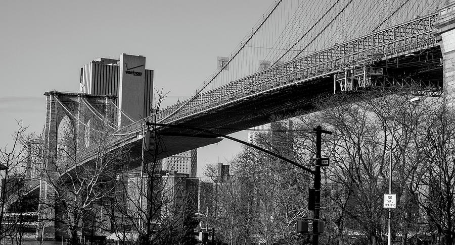 Brooklyn bridge with the Verizon building Photograph by Habib Ayat